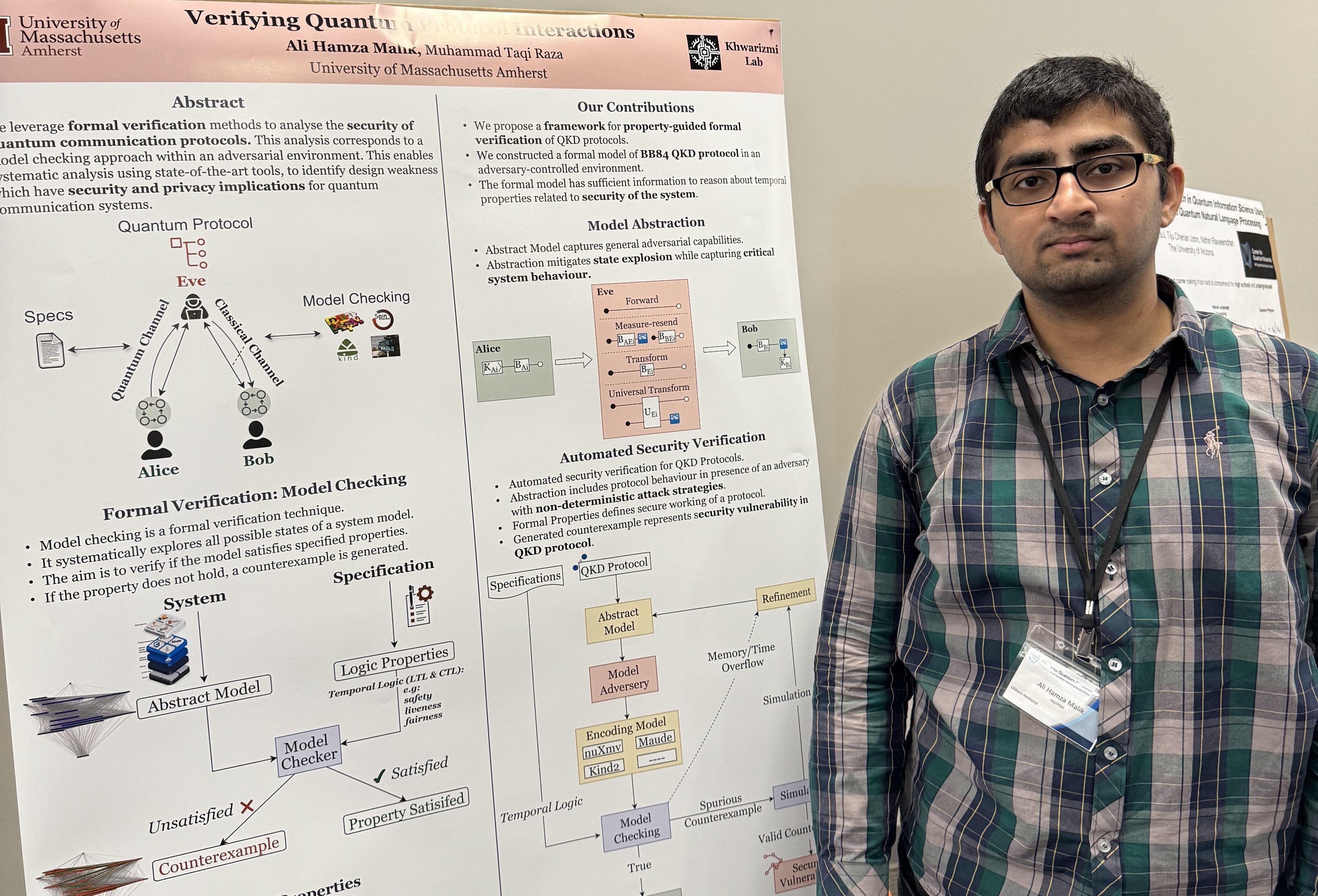 Ali Hamza presenting our work on Quantum protocol security.